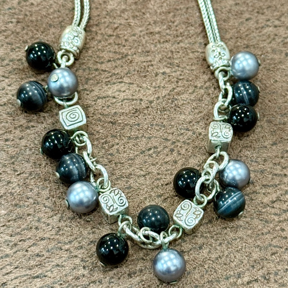 Brighton Silver And Pearl Beaded Necklace!
